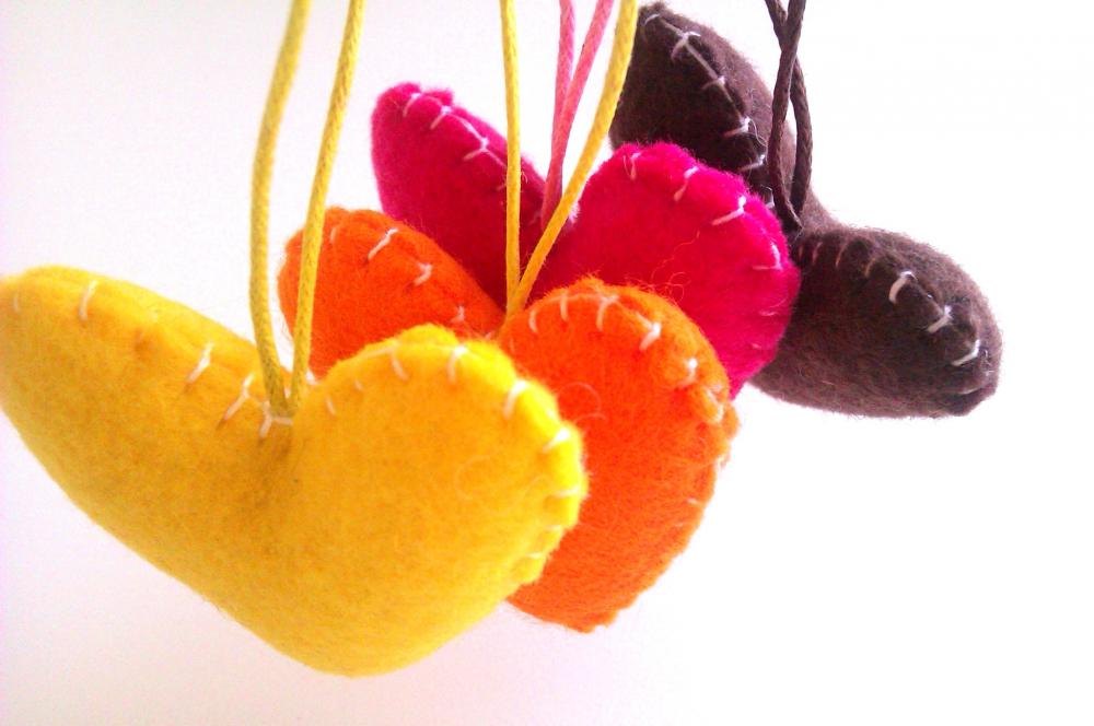 Wedding/party Hearts Decorations - Pink, Yellow, Orange, Brown, Autumn Shades, Fall - Set Of 4 - Ornaments/favors/decor/gifts